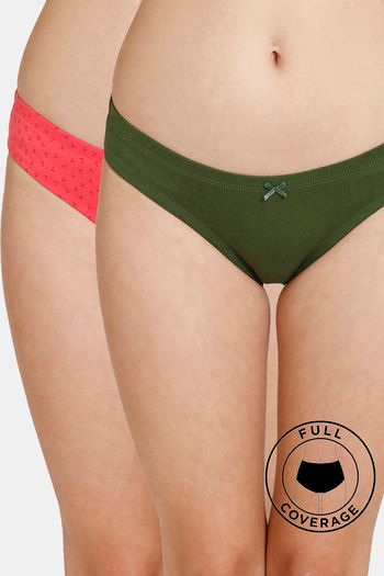 Buy Rosaline Low Rise Full Coverage Bikini Panty (Pack of 2) - Assorted